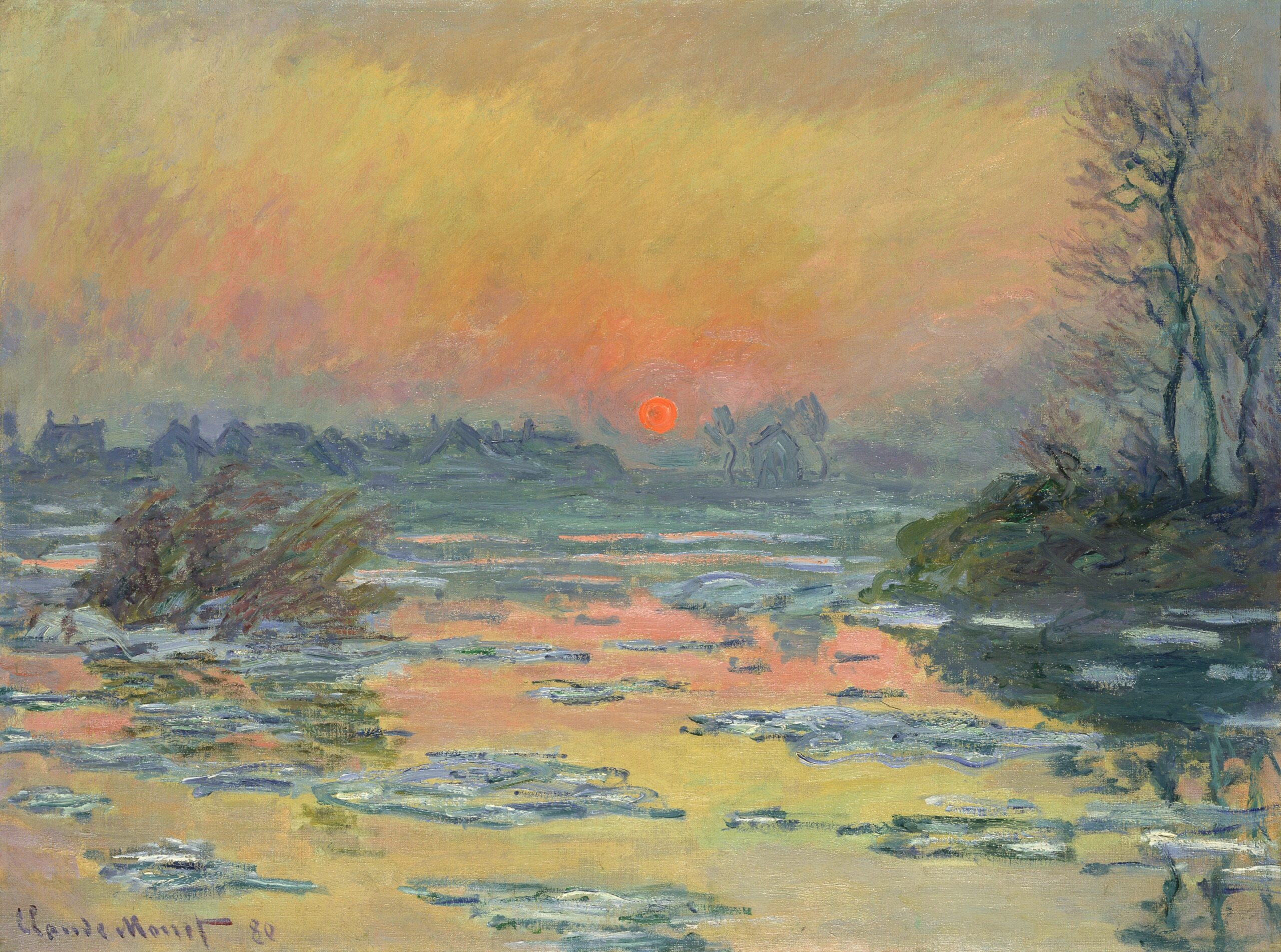 Sunset on the Seine in Winter (1880) - Claude Monet Tablo