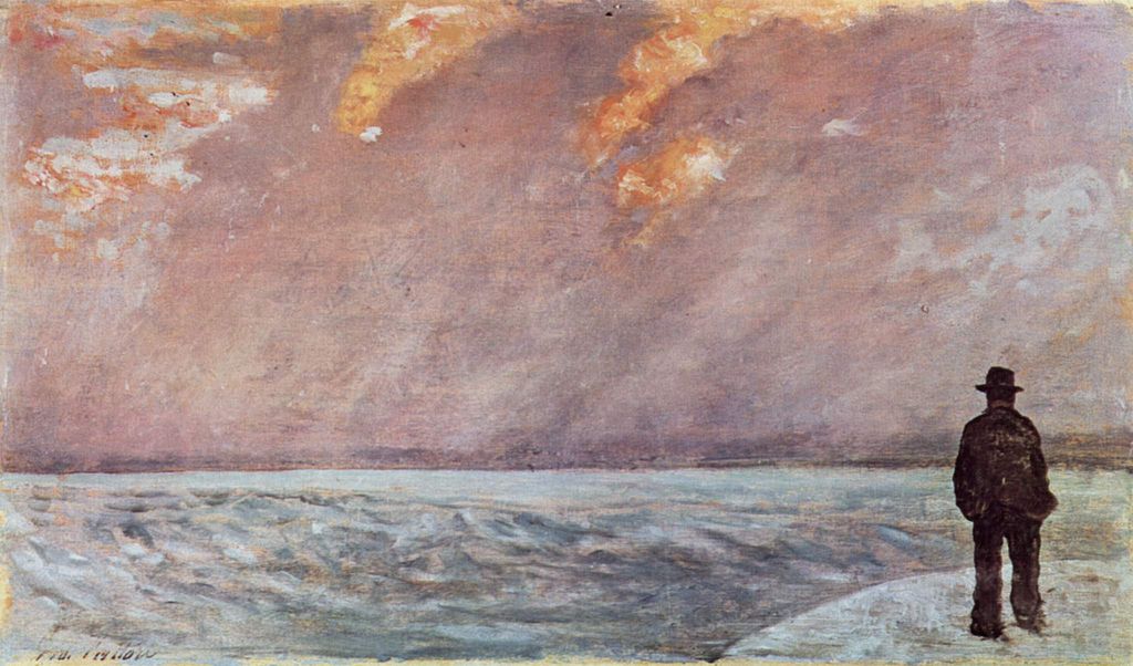 Sunset on the sea (1890) - Giovanni Fattori Tablo