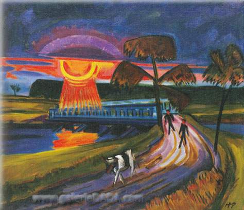Sunset over the Blue Bridge (1922) - Max Pechstein Tablo