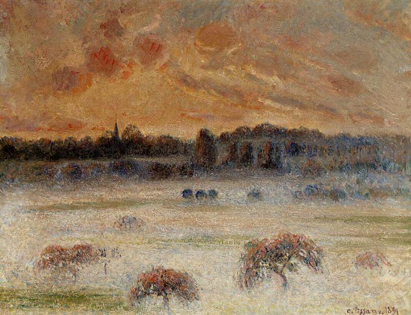 Sunset with Fog, Eragny (1891) - Camille Pissarro Tablo