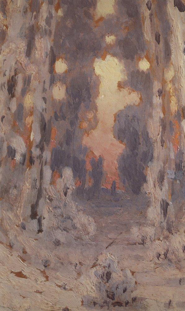 Sunspots on frost. Sunset in the forest - Arkhip Kuindzhi Tablo