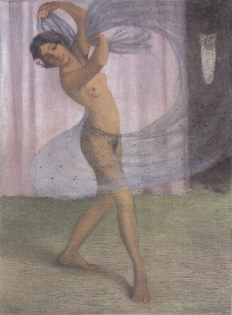 Tänzerin Mit Schleier, Von Einem Mann Beobachtet (1903) - Otto Mueller Tablo