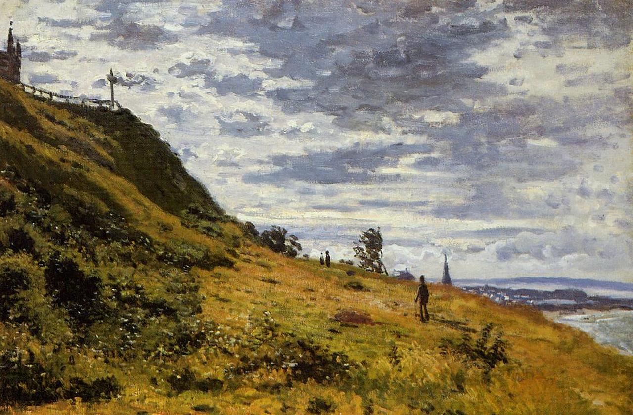 Taking a Walk on the Cliffs of Sainte Adresse (1867) - Claude Monet Tablo