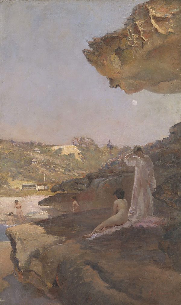 Tamarama Beach, forty years ago, a summer morning (1899) - Julian Ashton Tablo
