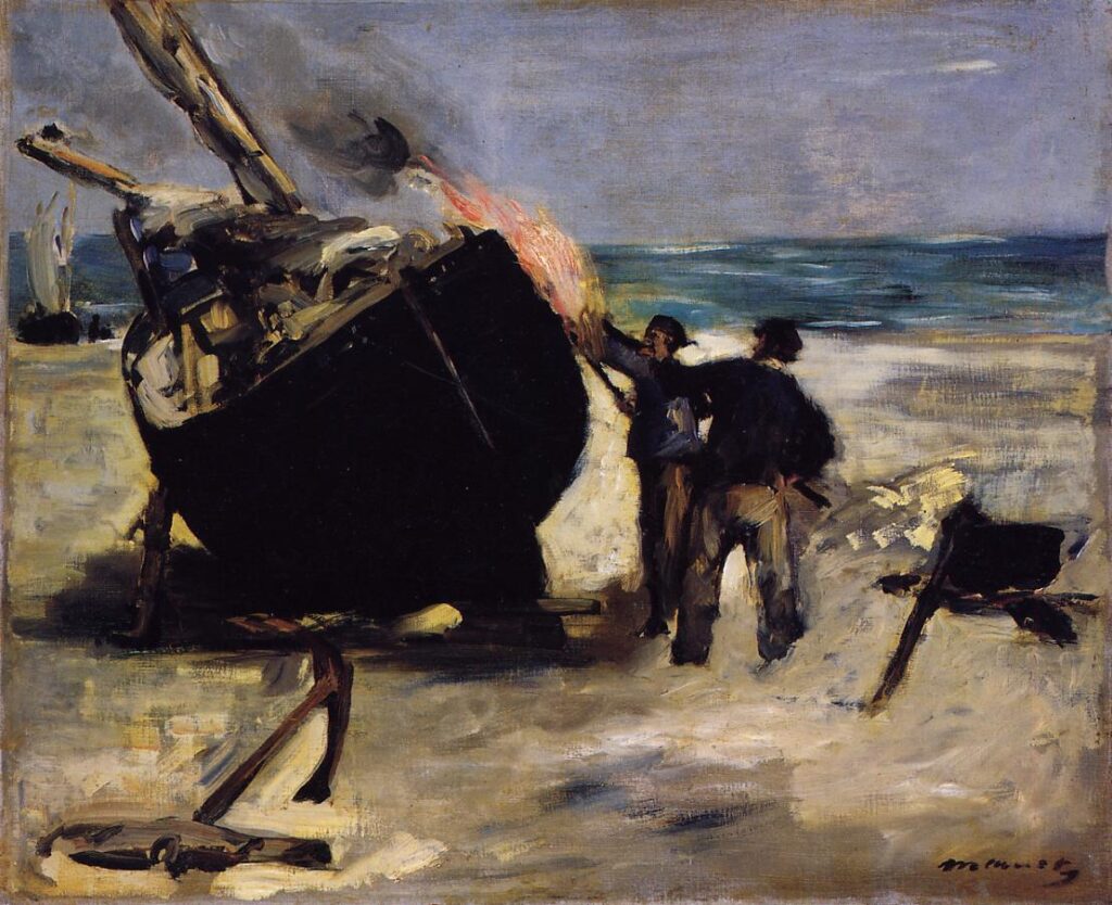 Tarring the Boat (1873) – Edouard Manet Tablo