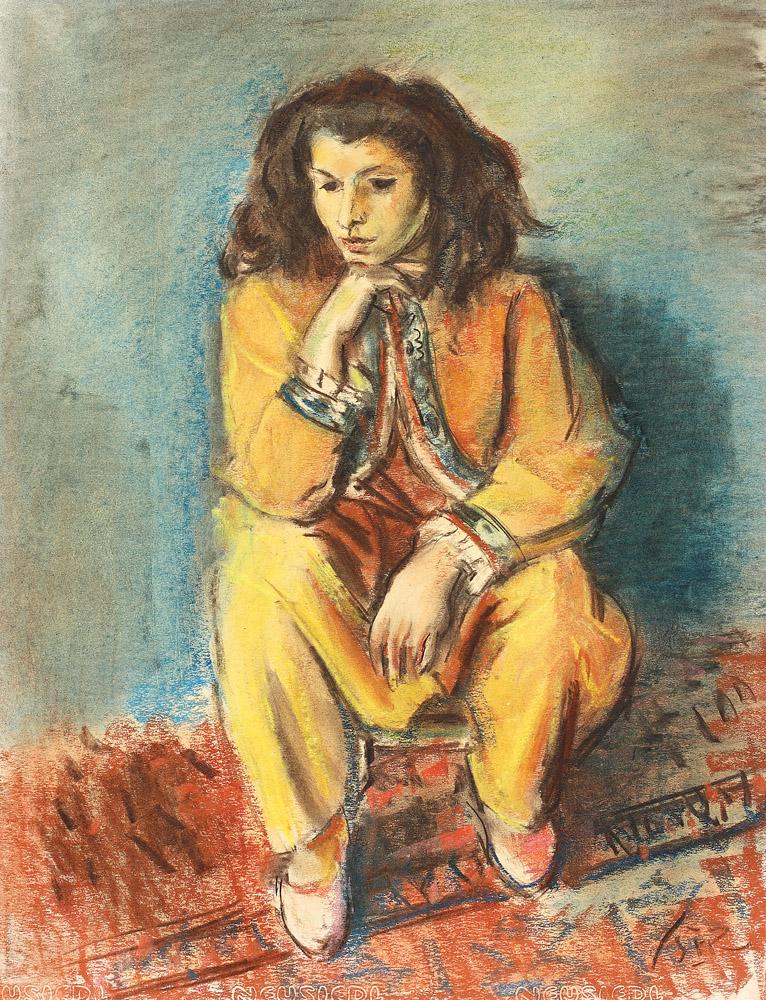 Tatar Woman in Yellow - Iosif Iser Tablo
