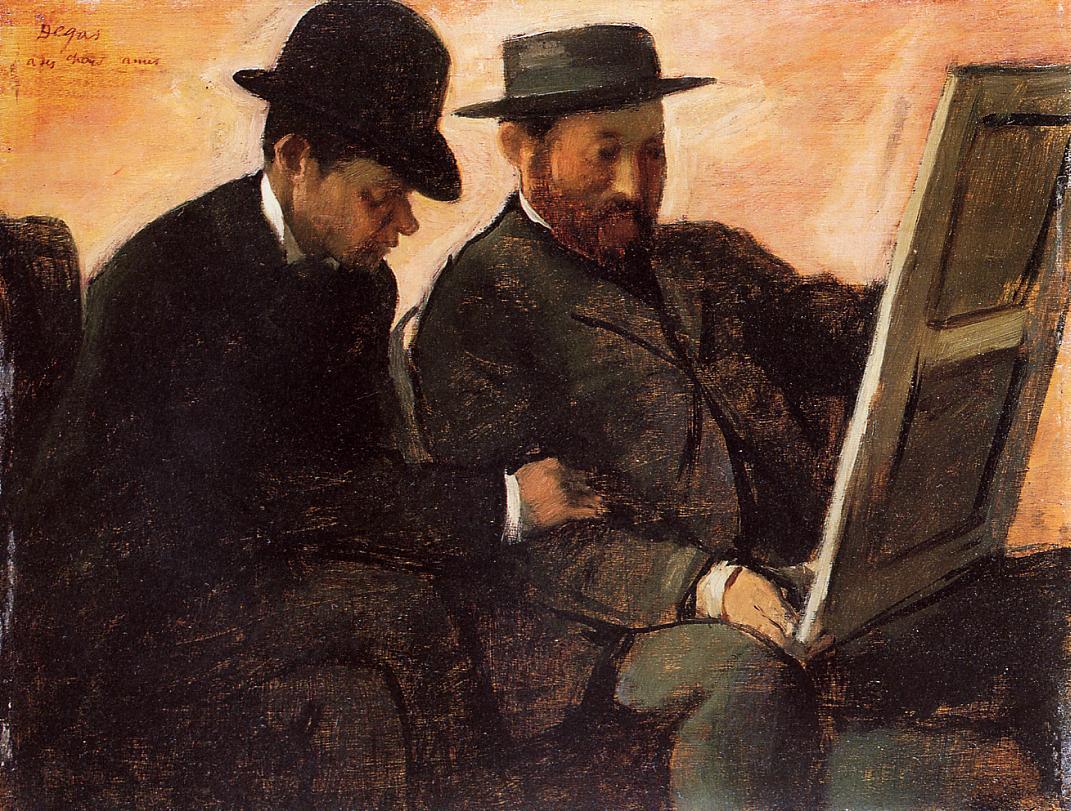 The Amateurs (Paul Lafond and Alhonse Cherfils Examening a Painting) (1878) - Edgar Degas Tablo