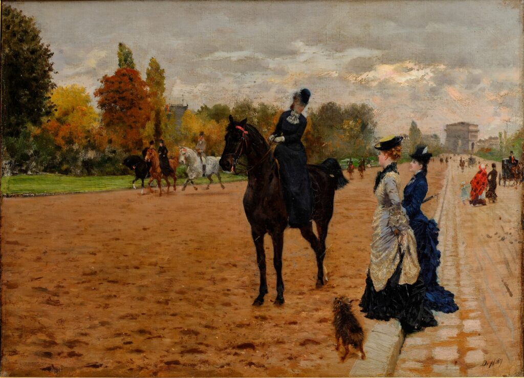 The Amazon at the Bois De Boulogne (1875) - Giuseppe De Nittis Tablo