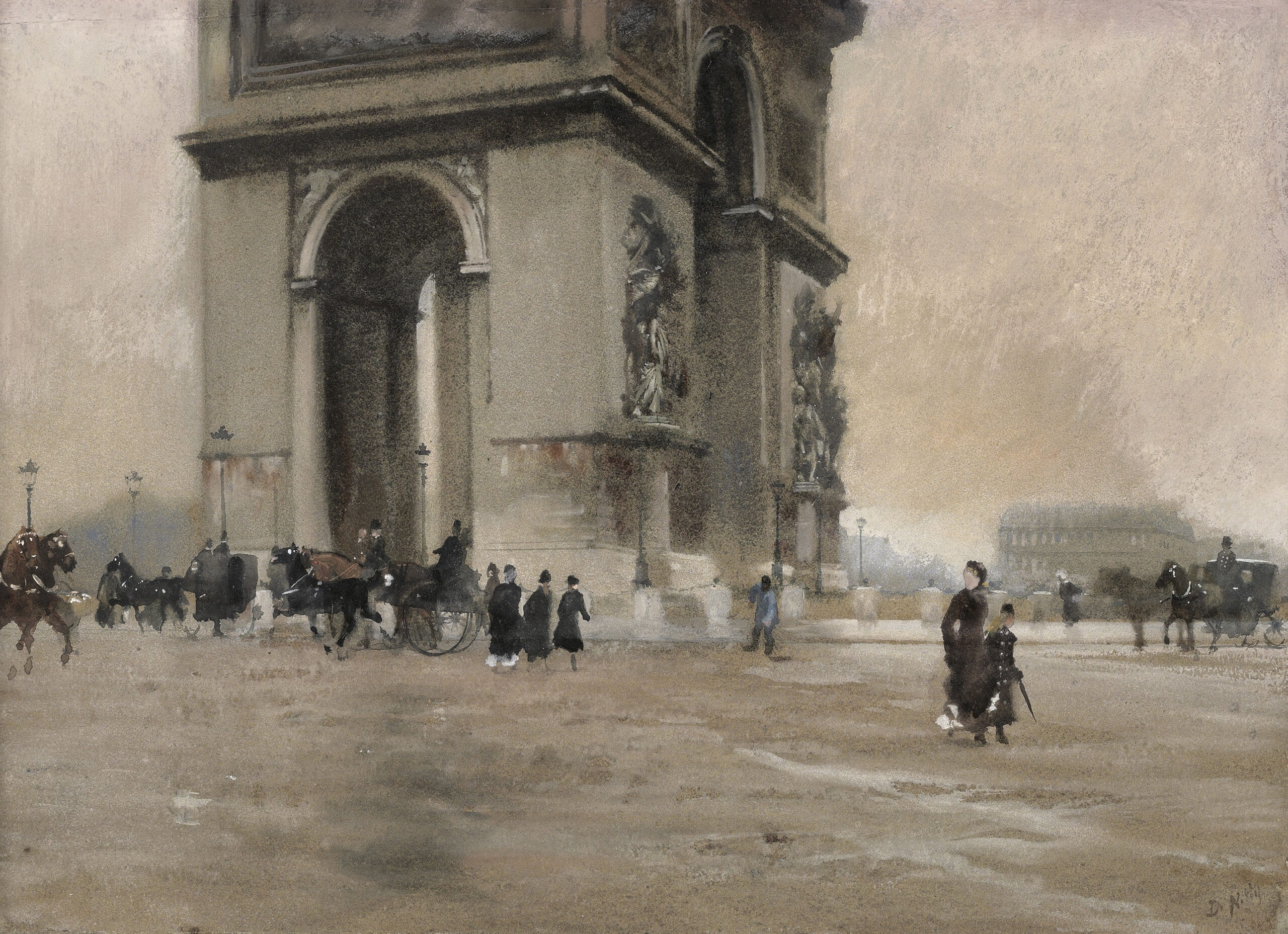 The Arc de Triomphe in Paris (1876) - Giuseppe De Nittis Tablo
