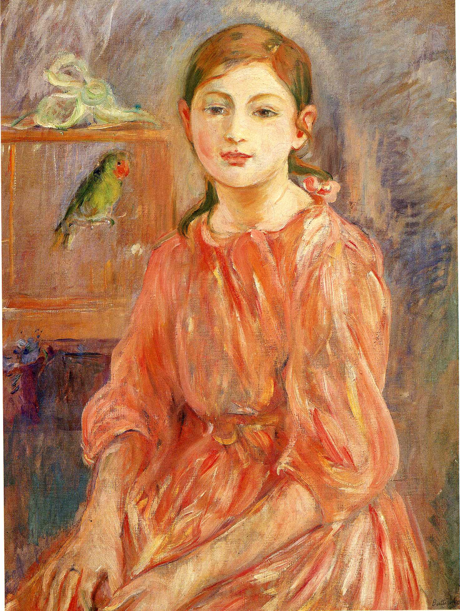 The Artist's Daughter with a Parakeet (1890) - Berthe Morisot Tablo