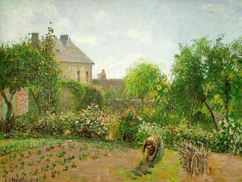 The Artist's Garden at Eragny (1898) - Camille Pissarro Tablo