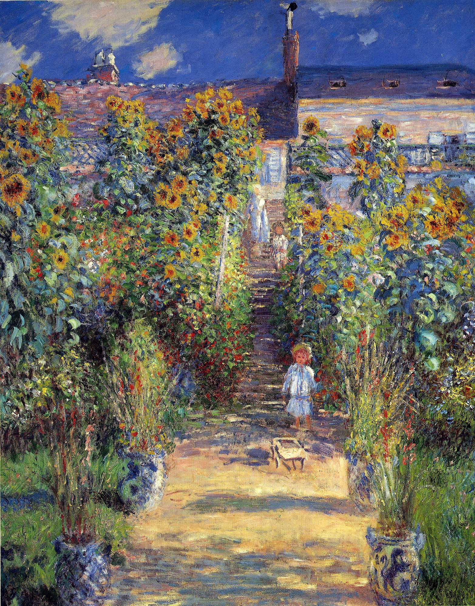 The Artist's Garden at Vétheuil (1880) - Claude Monet Tablo