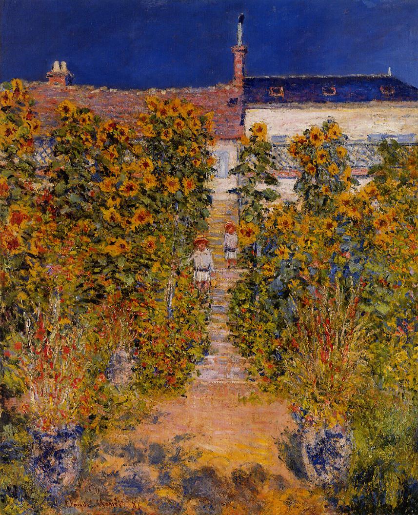 The Artist's Garden at Vetheuil (1880) - Claude Monet Tablo