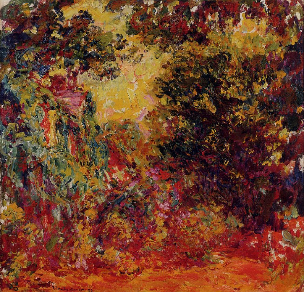 The Artist's House from the Rose Garden (1922) - Claude Monet Tablo