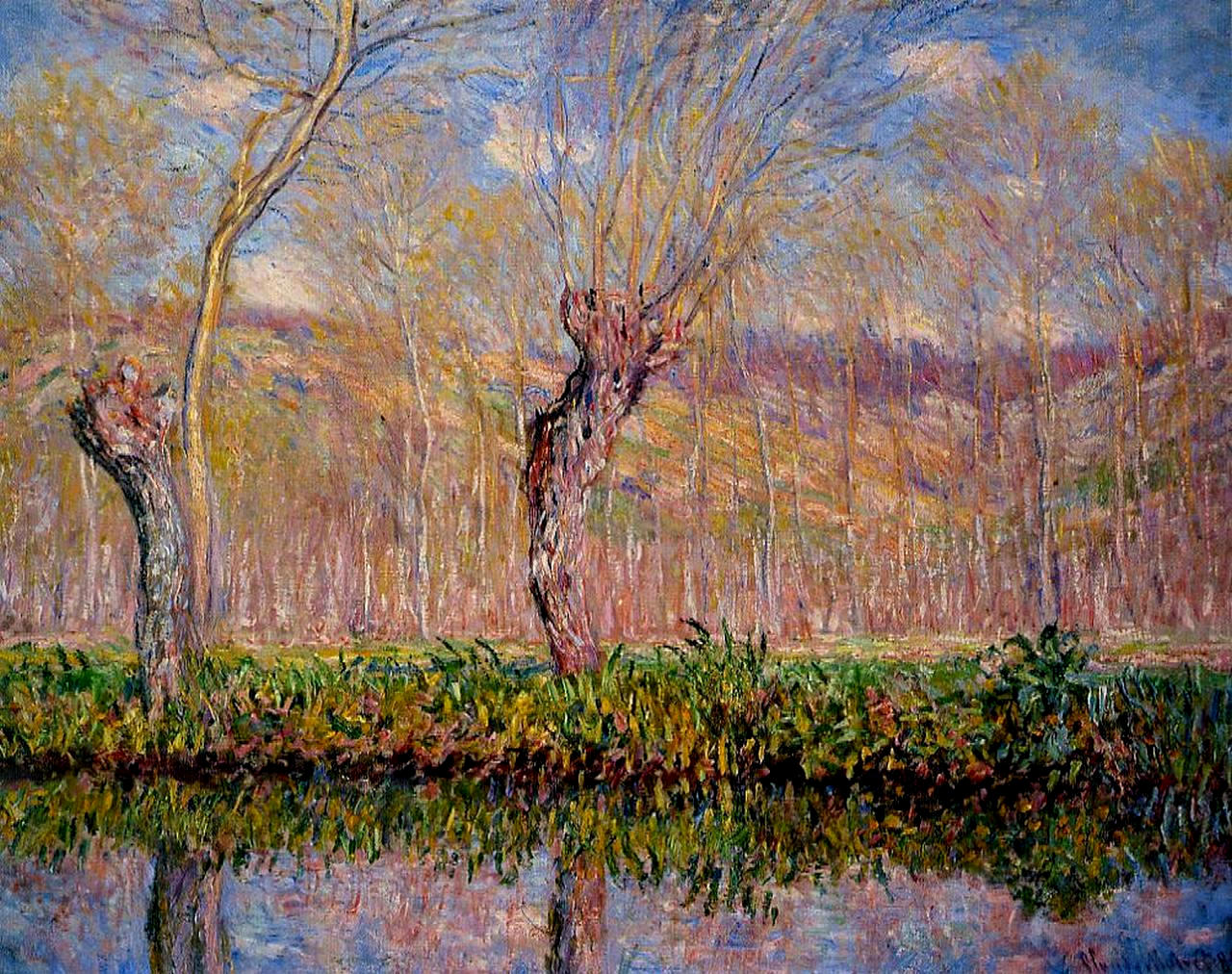 The Banks of the River Epte in Springtime (1885) - Claude Monet Tablo