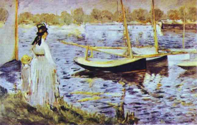 The Banks of the Seine at Argenteuil (1874) - Edouard Manet Tablo