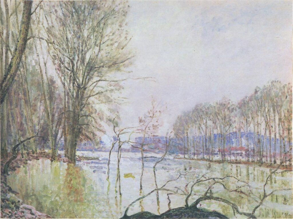 The Banks of the Seine in Autumn flood - Alfred Sisley Tablo