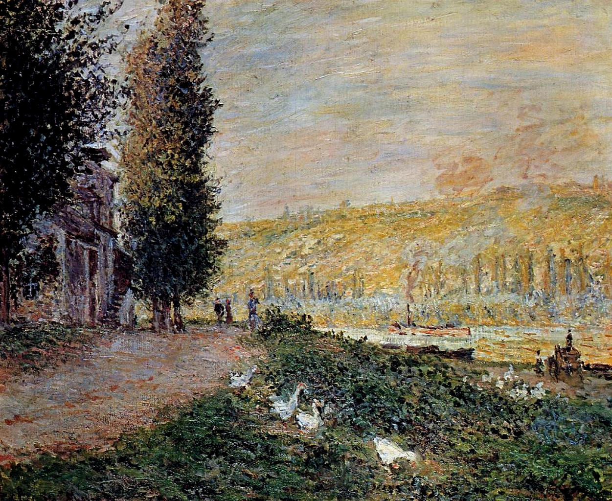 The Banks of the Seine, Lavacourt (1878) - Claude Monet Tablo