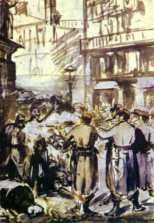 The Barricade (Civil War) (1871) - Edouard Manet Tablo