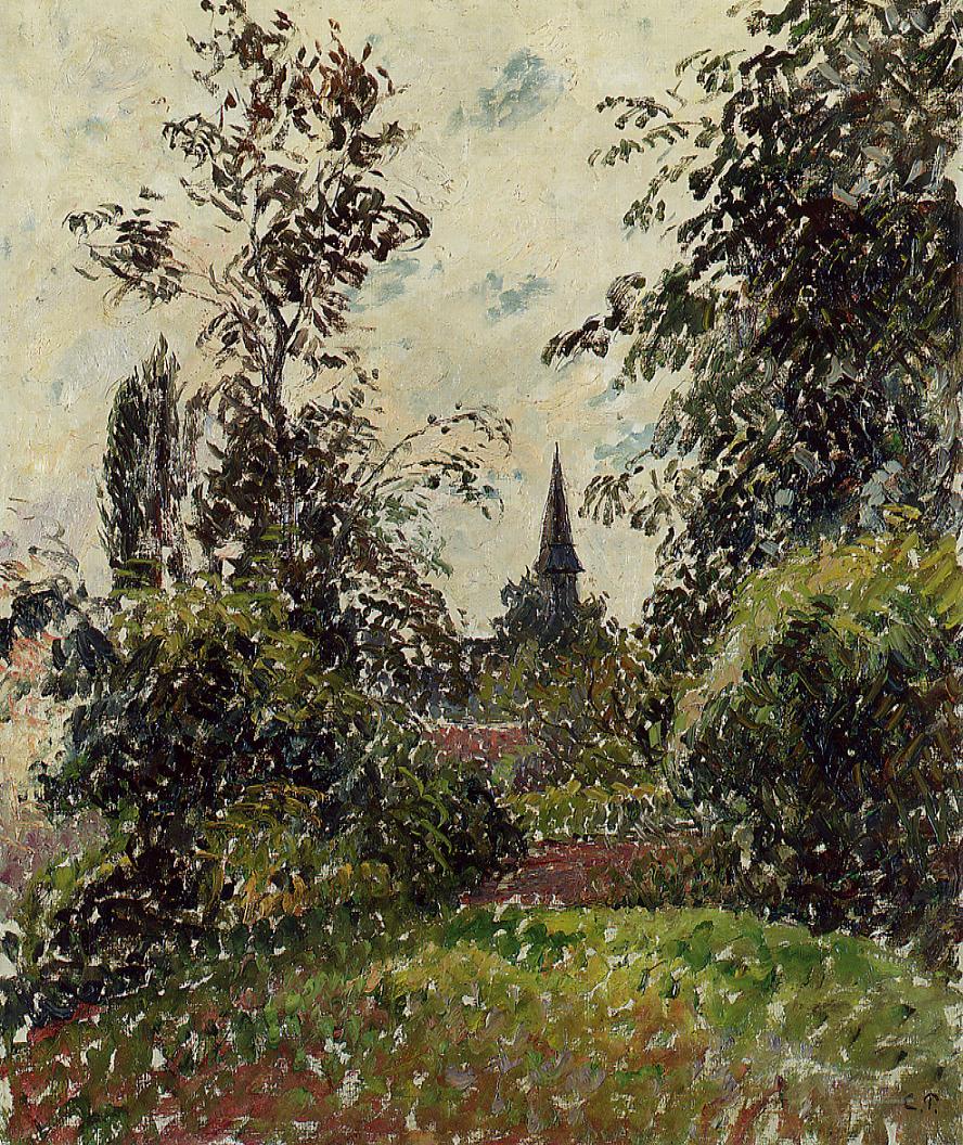 The Bazincourt Steeple (study) (1895) - Camille Pissarro Tablo