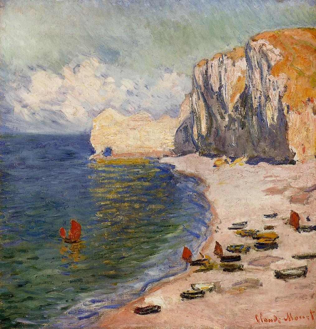 The Beach and the Falaise d'Amont (1885) - Claude Monet Tablo