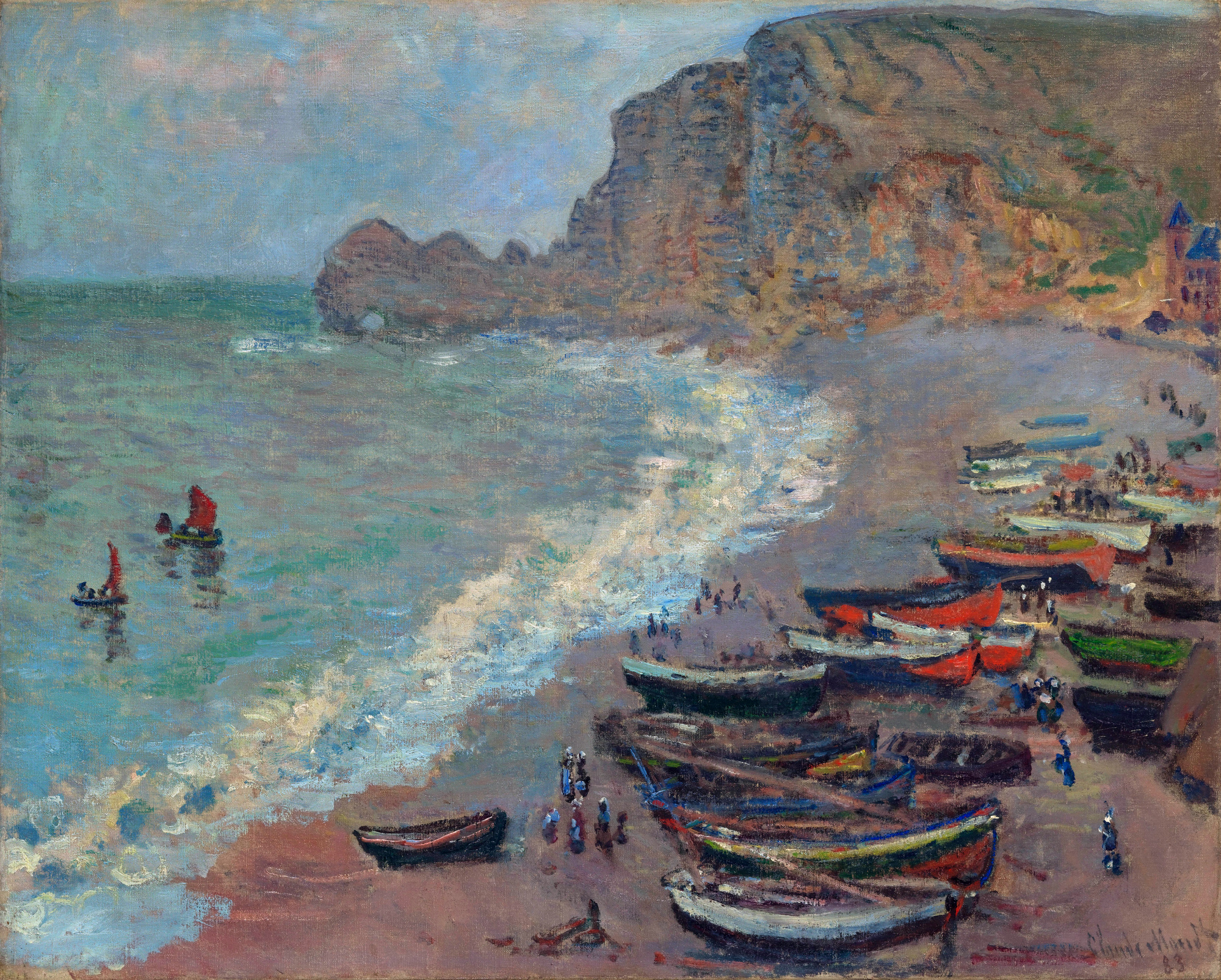 The Beach at Etretat (1883) - Claude Monet Tablo