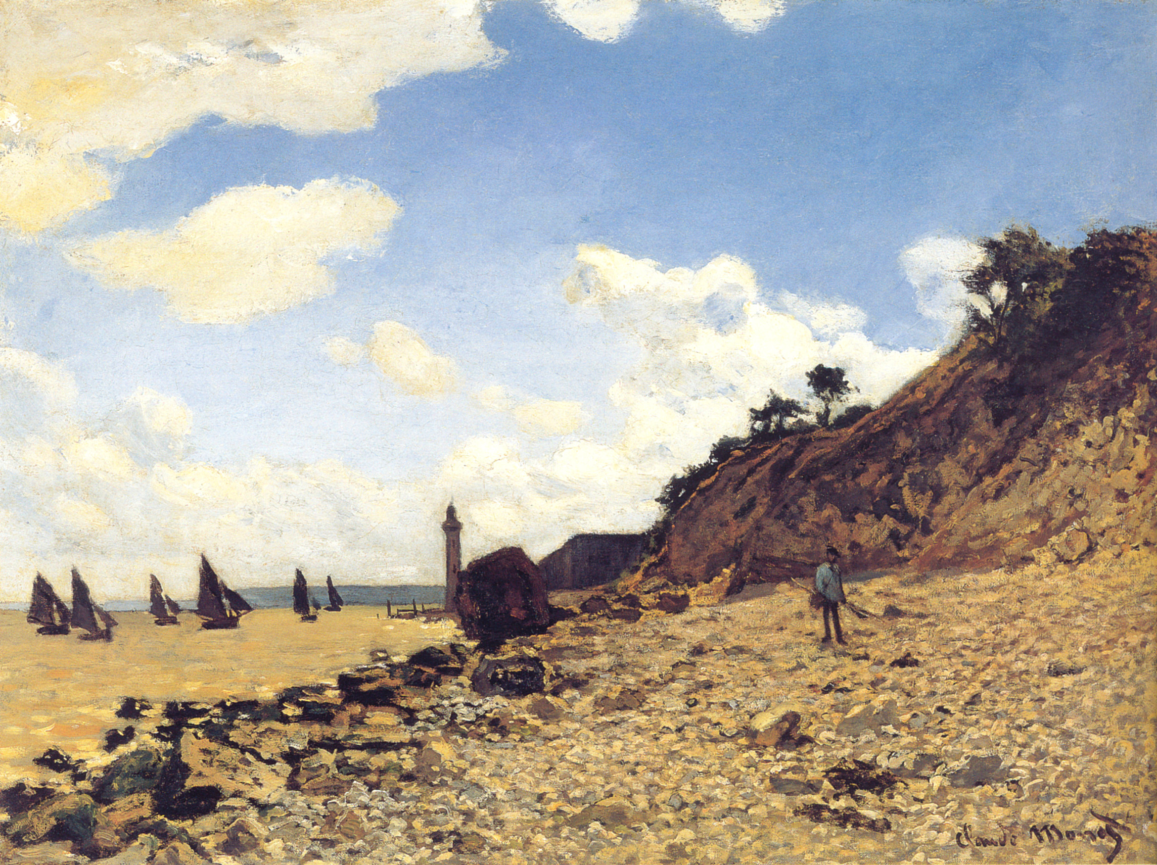 The Beach at Honfleur (1864) - Claude Monet Tablo