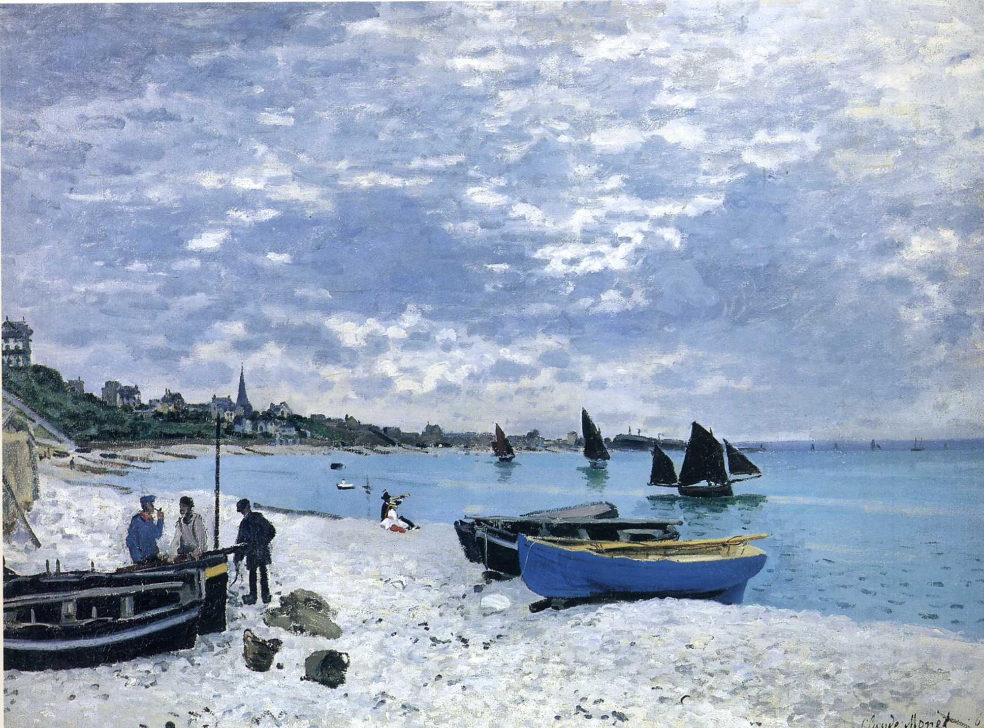 The Beach at Sainte Adresse (1867) - Claude Monet Tablo