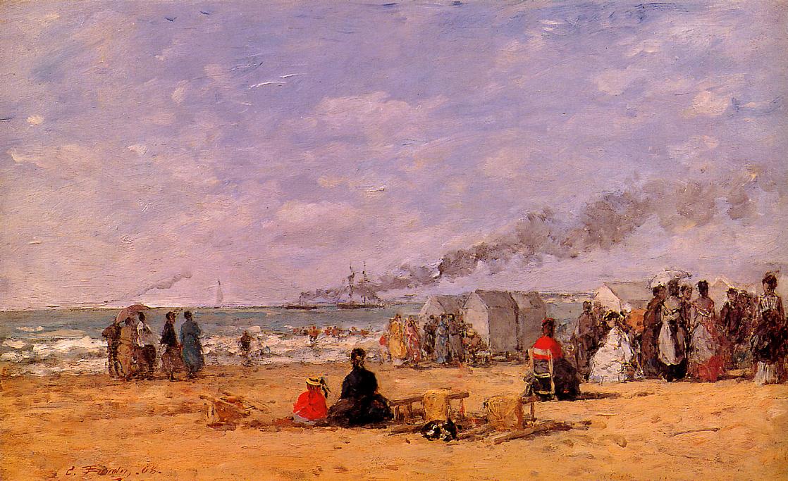 The Beach at Trouville (1868) - Eugène Boudin Tablo