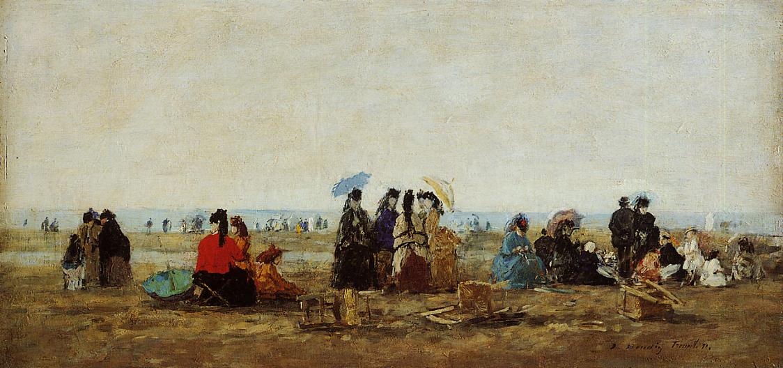 The Beach at Trouville (1871) - Eugène Boudin Tablo