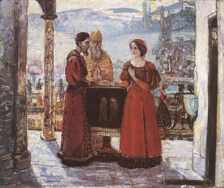 The Betrothal of Mary (1903) - Lajos Gulácsy Tablo