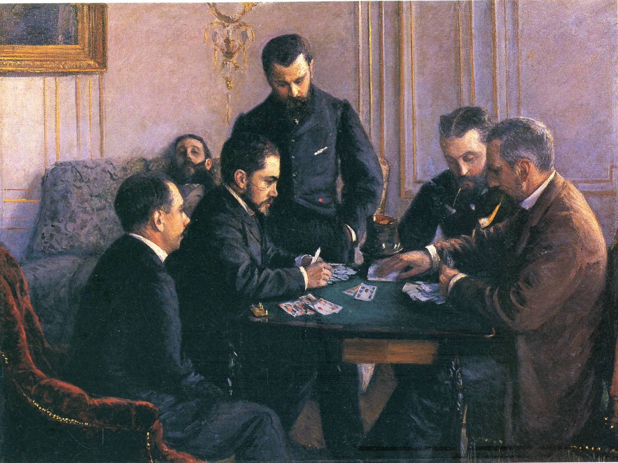 The Bezique Game (1880) - Gustave Caillebotte Tablo