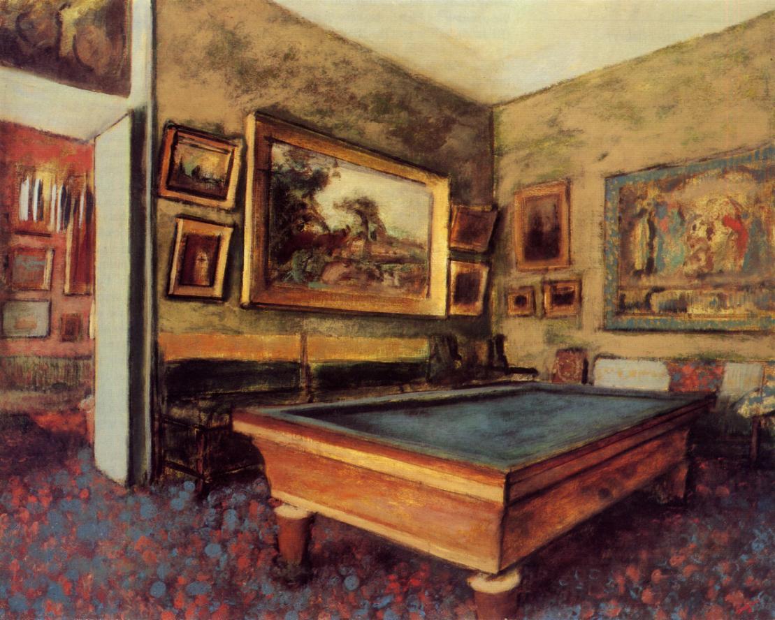 The Billiard Room at Menil Hubert (1892) - Edgar Degas Tablo