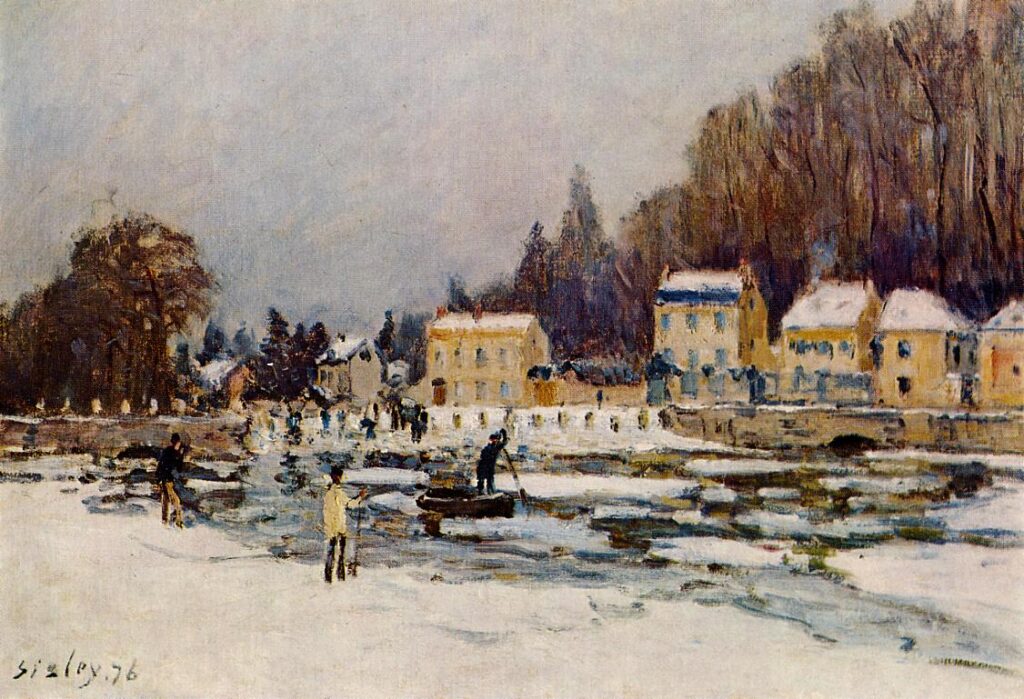 The Blocked Seine at Port Marly (1876) - Alfred Sisley Tablo