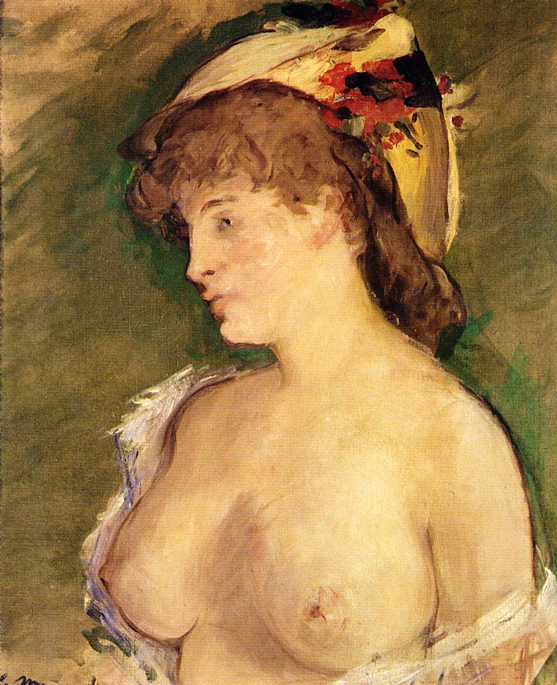 The Blonde with Bare Breasts (1878) - Edouard Manet Tablo