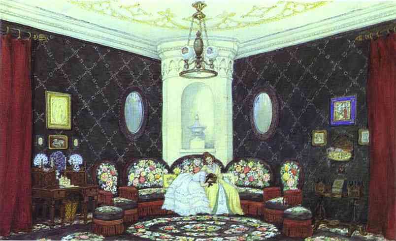 The Blue Lounge - Mstislav Dobuzhinsky Tablo