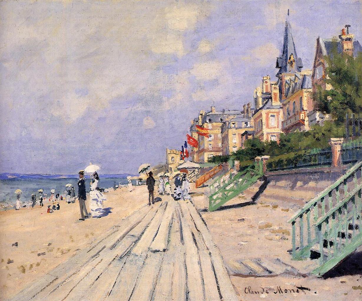 The Boardwalk at Trouville (1870) - Claude Monet Tablo