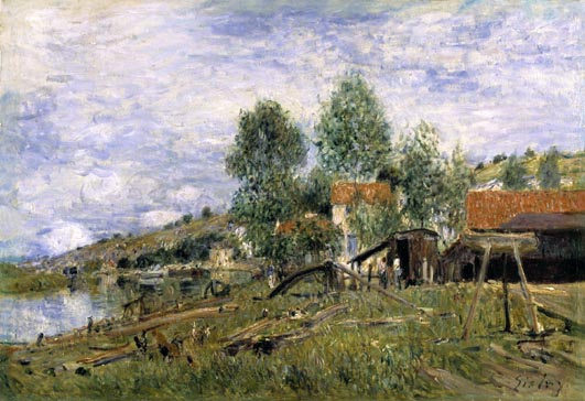 The Boatyard at Saint Mammes (1886) - Alfred Sisley Tablo