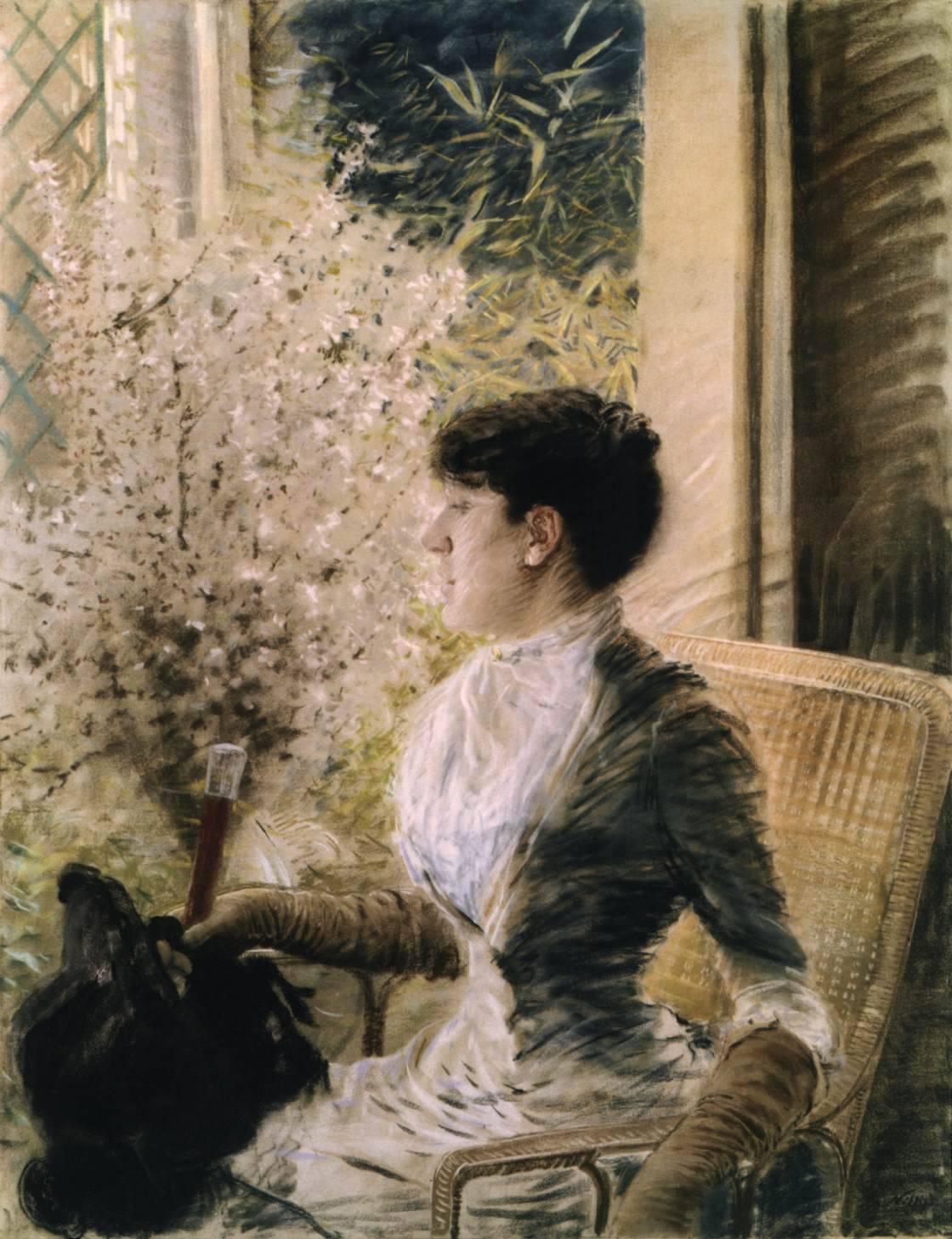 The Bow Window (1883) - Giuseppe De Nittis Tablo
