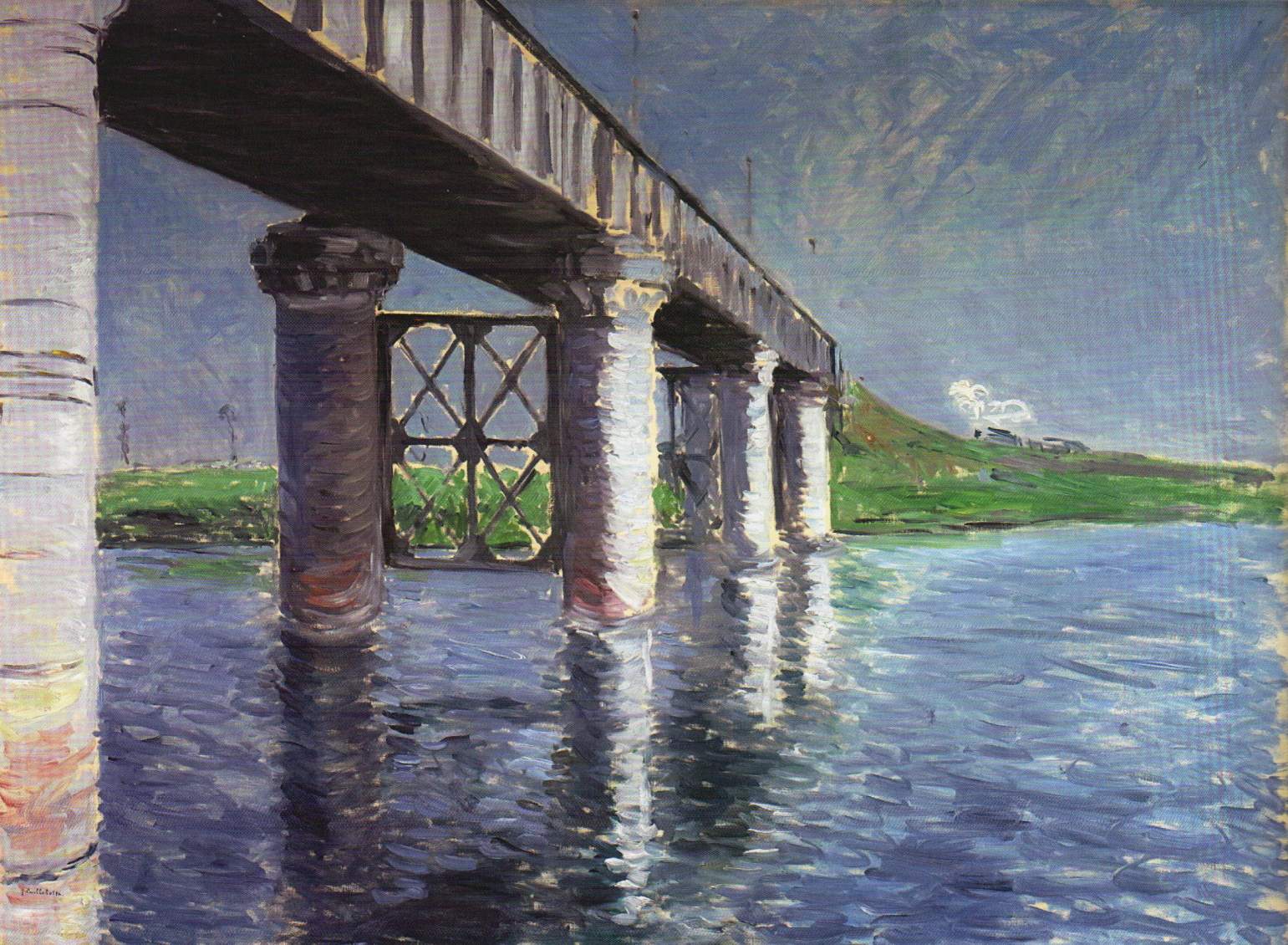 The Bridge at Argenteuil (1885) - Gustave Caillebotte Tablo
