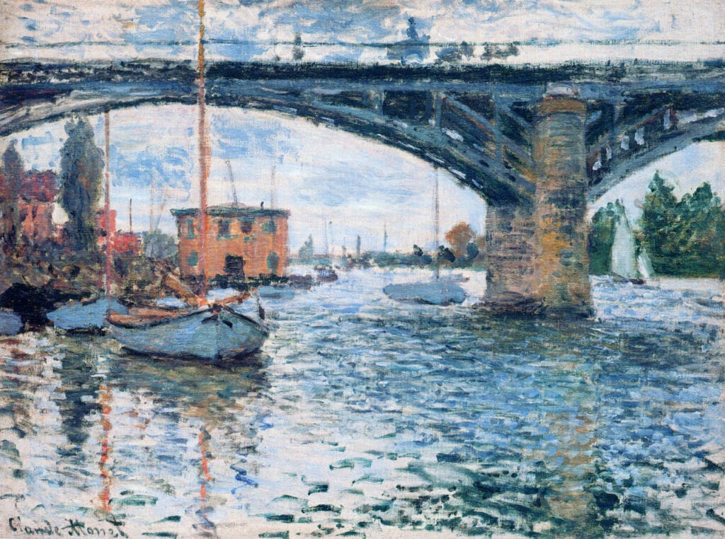 The Bridge at Argenteuil, Grey Weather (1874) - Claude Monet Tablo