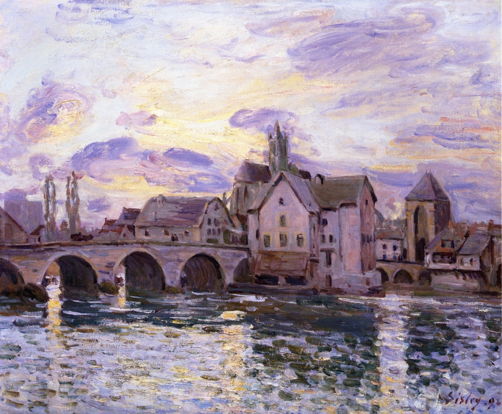 The Bridge at Moret at Sunset (1892) - Alfred Sisley Tablo