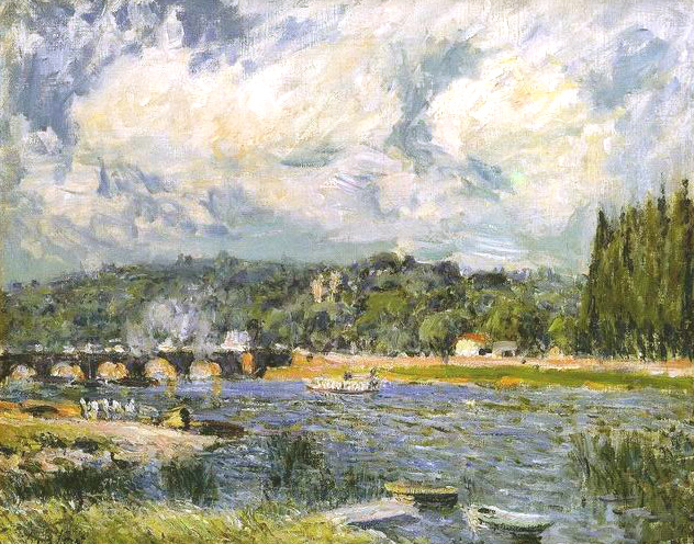 The Bridge of Sevres (1877) - Alfred Sisley Tablo