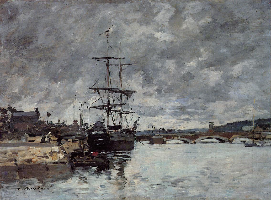The Bridge over the Toques at Trouville - Eugène Boudin Tablo
