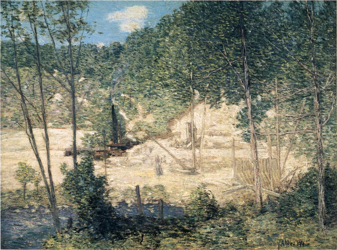The Building of the Dam (1908) - Julian Alden Weir Tablo