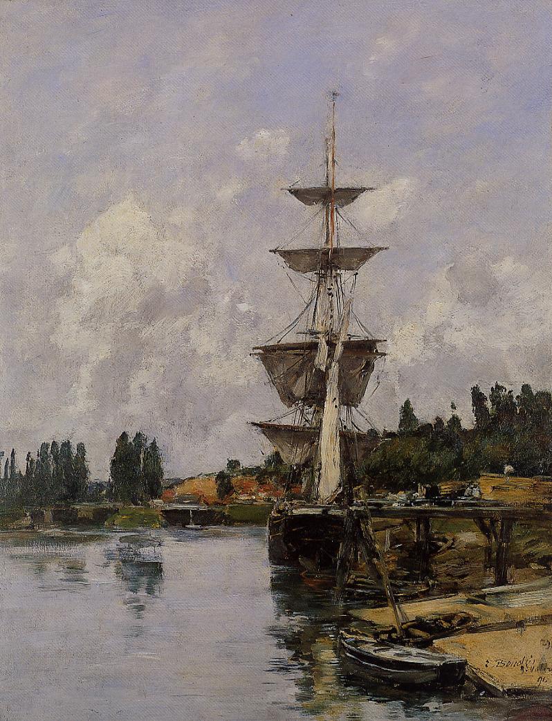 The Canal at Saint Valery sur Somme (1891) - Eugène Boudin Tablo