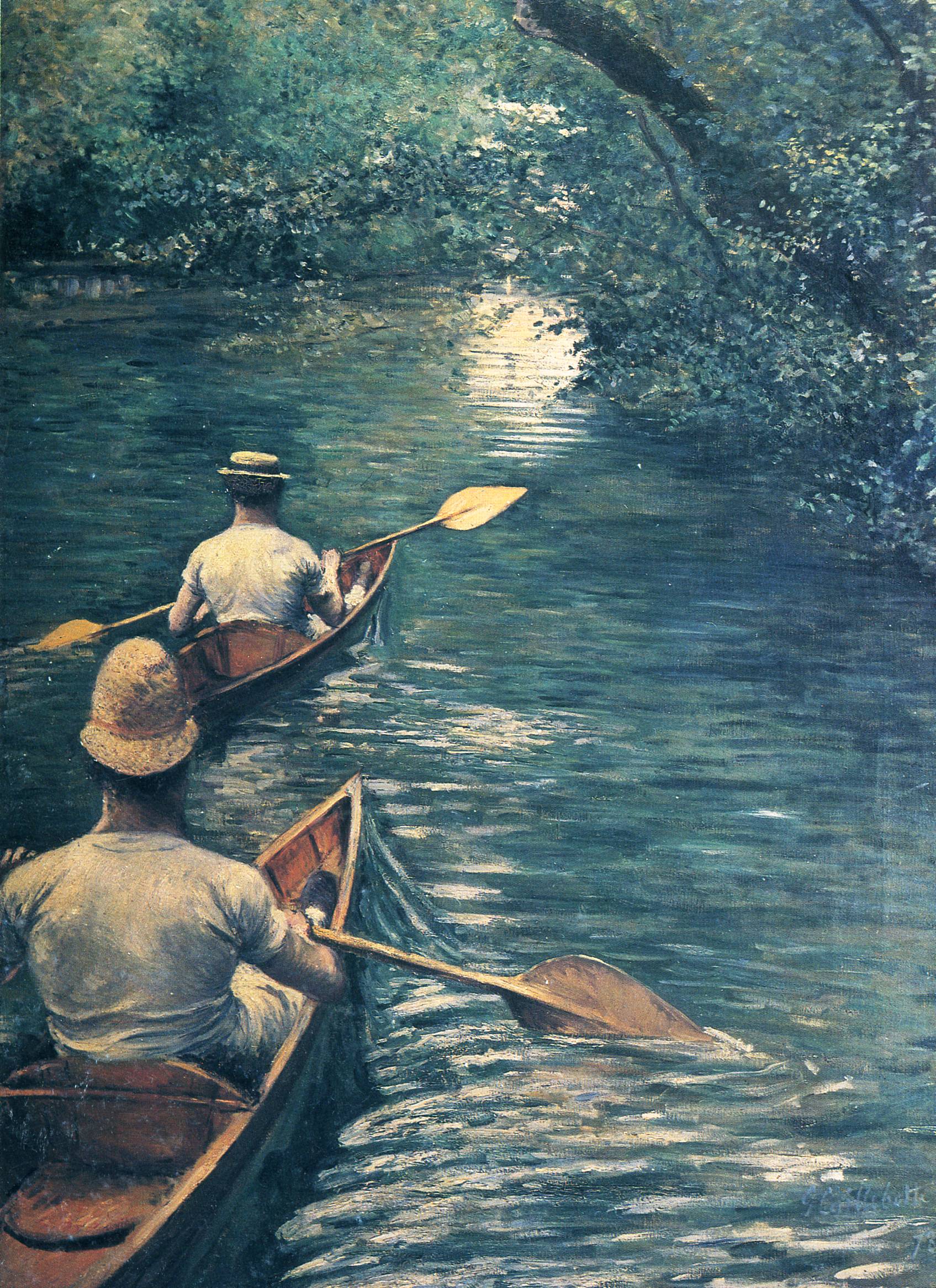 The Canoes (1878) - Gustave Caillebotte Tablo