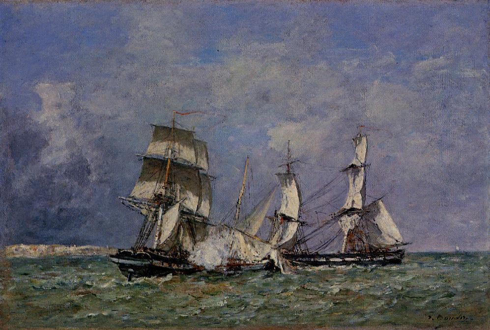 The Capture of the 'Petit Rodeur' (1878) - Eugène Boudin Tablo