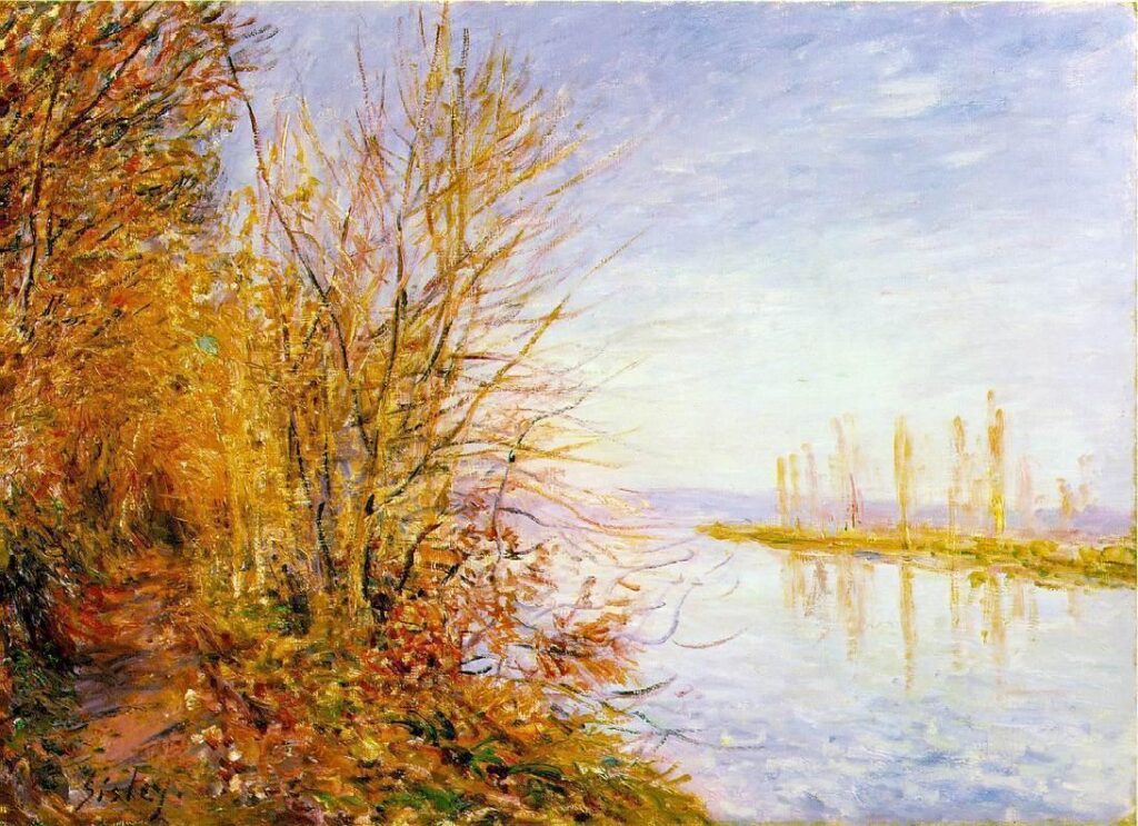 The Chemin de By through Woods at Rouches Courtaut, St. Martin s, Summer (1881) - Alfred Sisley Tablo