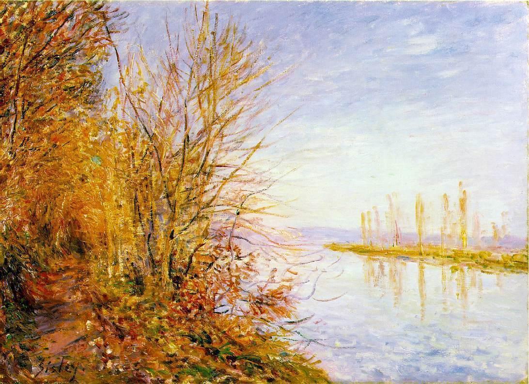 The Chemin de By through Woods at Rouches Courtaut, St. Martin s, Summer (1881) - Alfred Sisley Tablo